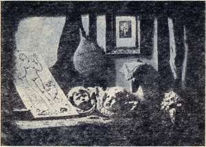 Первый дагеротипный снимок Дагера - натюрморт из произведений живописи и скульптуры. Выполнен в 1837 г.
