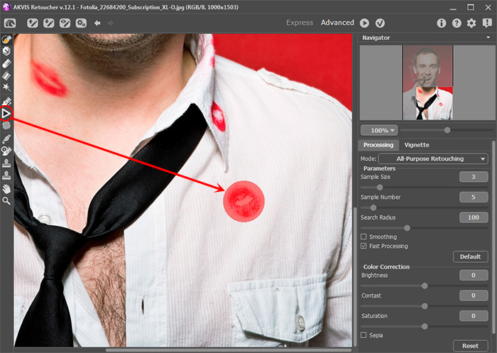 Selecting and Removing Stains With the AKVIS Retoucher Plugin